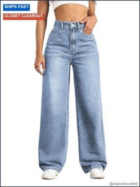 Wide Leg Jeans for Women High Waisted Baggy Boyfriend Fit Loose Stretchy Denim